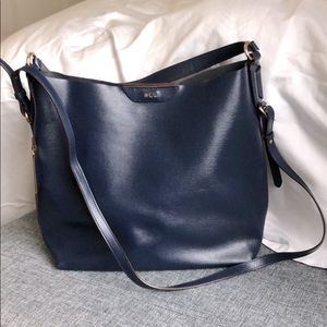 Lauren Ralph Lauren navy tote bag.